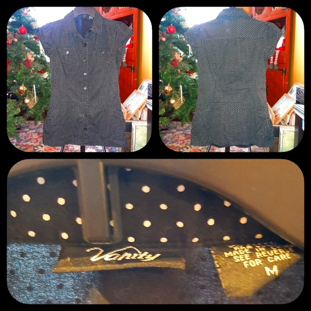VANITY Black Polka-dot Blouse